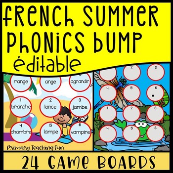 Preview of French Editable Summer Fun Phonics Bump, Diphthongs, Digraphs and Blends!