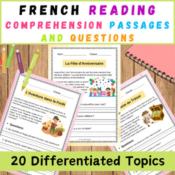Preview of French Stories with Reading Comprehension Activities, Digraphs, and Blends