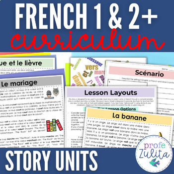 Preview of French Reading Comprehension + Story Curriculum Bundle Middle & High School