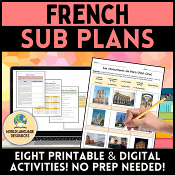 Preview of French Sub Plans - Substitute Activities for French, No-Prep Emergency Sub Plans