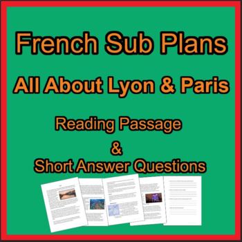 Preview of French Sub Plans - All About Lyon & Paris