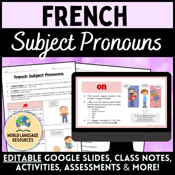 Preview of French Subject Pronouns - Les pronoms sujets en français