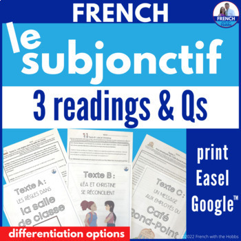 Preview of French Subjunctive Reading Comprehension Passages & Questions subjonctif