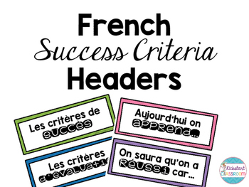 Preview of French Success Criteria & Learning Goals Headers and Signs