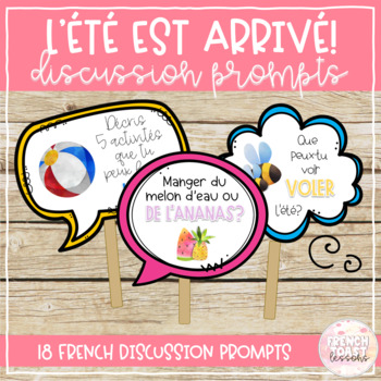 Preview of French Summer Discussion Prompts | L'été