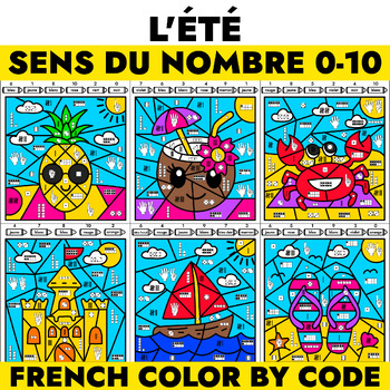 Preview of French Summer Number Sense 0-10 - Math Activities - Sens du nombre - L'été