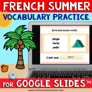 Preview of French Summer Vocabulary for Google Slides™ | Vocabulaire: l'été