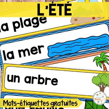 Preview of French Summer Word Wall - Été - Vocabulaire - Mots étiquettes