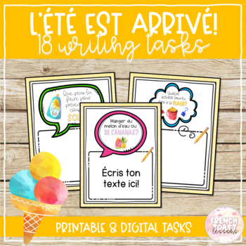 Preview of French Summer Writing Tasks  (Digital & Printable) | L'été