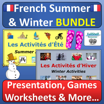 Preview of French Summer and Winter Activities Units BUNDLE l'hiver et l'ete