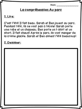 french summer reading comprehension sheets by primary french immersion