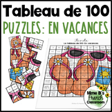 French Summer-themed 100s chart puzzles | L'été vacances t