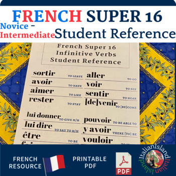 Preview of French Super 16 Verb Student Reference for Novice to Intermediate Learners