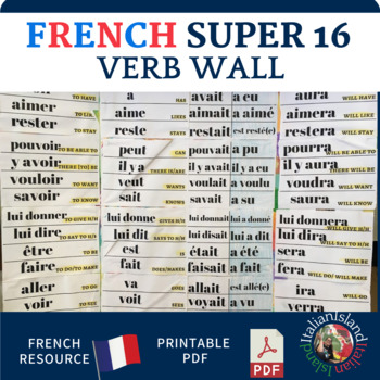 Preview of French Super 16 Verb Wall for Novice - Intermediate Learners