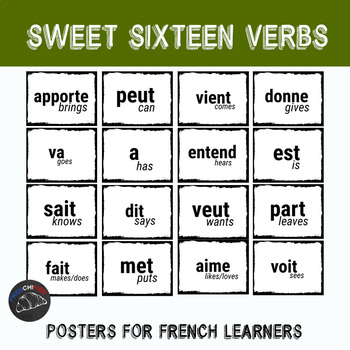 Preview of French Sweet 16 Verb posters