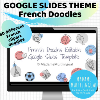 Preview of French Symbols France Doodles Google Slides Theme
