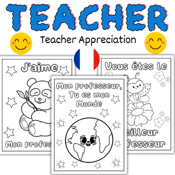 Preview of French Teacher Appreciation Day Cards 4 Different Cards