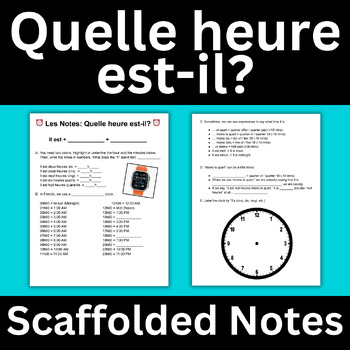 Preview of French Telling Time Notes L'Heure