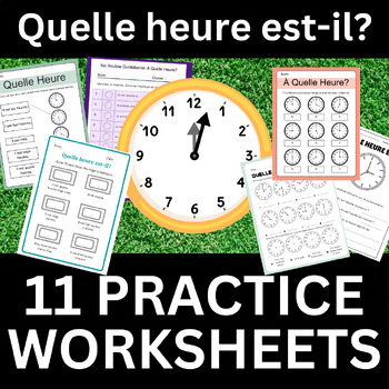 Preview of French Telling Time Worksheet Practice