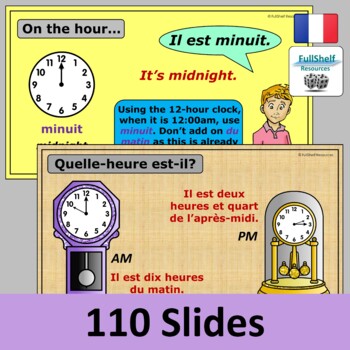 French the Time Quelle Heure est-il 12 and 24 hour clock L'heure NO PREP