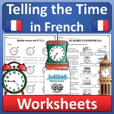 French Telling the Time Quelle heure est il Time Worksheet
