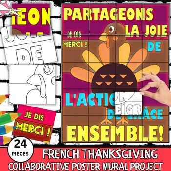 Preview of French Thanksgiving Collaborative Posters L'Action de grâce Craft