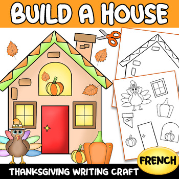 Preview of French Thanksgiving House Craft with Writing Activities - Fall Craft