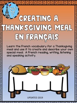 Preview of L'Action de Grâce French create a meal activity for Thanksgiving