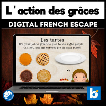 Preview of French Thanksgiving digital escape room - l'Action des Grâces