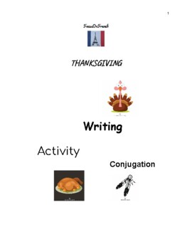 Preview of French Thanksgiving writing activity - conjugation