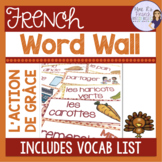 French Thanksgiving word wall MUR DE MOTS l'action de grâce