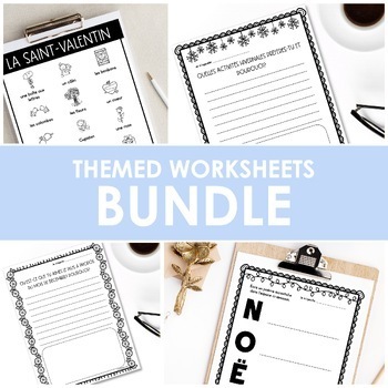 Preview of French Themed Worksheets Bundle | Printable Games & Activities
