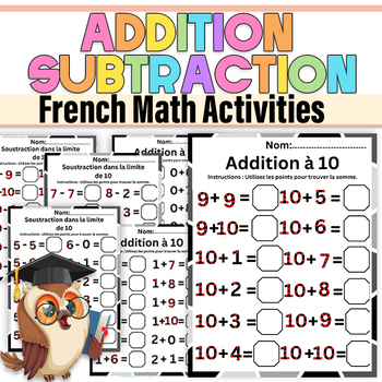 Preview of French Touch Dot Addition And Subtraction to 10 | Addition et Soustraction à 10