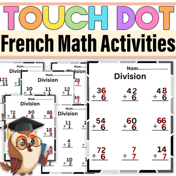 Preview of French Touch Dot Division Worksheets | Divisions 2e année Le problème du jour