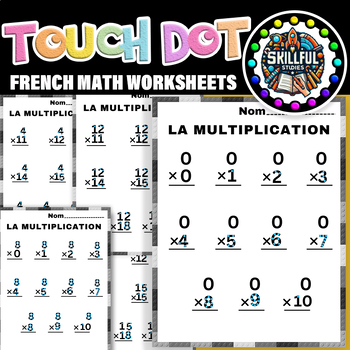Preview of French Touch Dot Multiplication Worksheets | Multiplication Le problème du jour