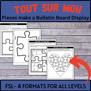 Preview of French Tout sur moi  me voici Class Bulletin board puzzle all about me FSL