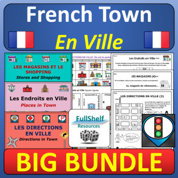 Preview of French Town City Directions Places Stores En Ville et la Communauté BIG BUNDLE
