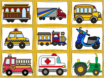 French Transportation Memory Game - Jeu de mémoire - Moyens de transport