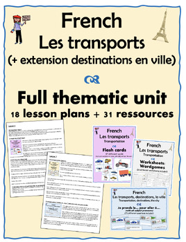 Preview of French–Transports,la ville et destinations – Unit 18 lesson plans + 31 resources