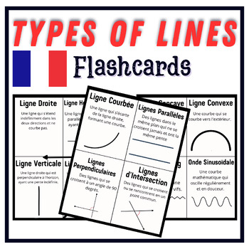 Preview of French Types of Lines: Ligne Droite, Ligne Horizontale, and Polyligne Task Cards