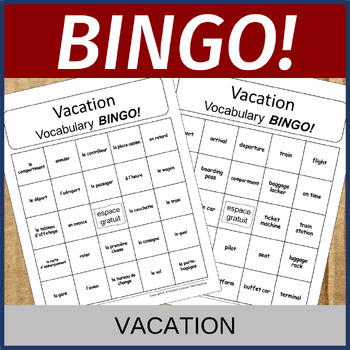 French Vacation Vocabulary BINGO! Game by Sheri's Simple Teaching Style