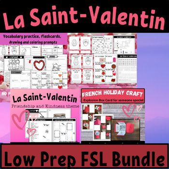 Preview of French Valentine bundle writing speaking kindness friends February basic FSL