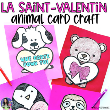 Preview of French Valentine's Day Animal Card Craft | Carte pour la Saint Valentin