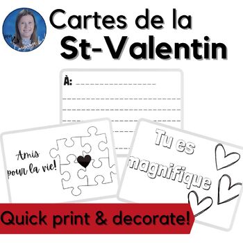 Preview of French Valentine's Day Cards - FSL Grades 6-12