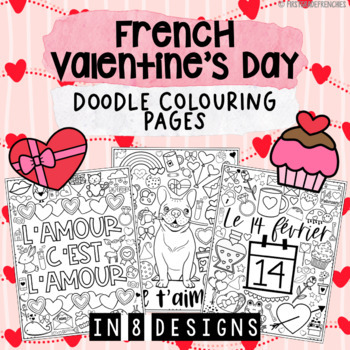 Preview of French Valentine's Day Coloring Pages | La Saint Valentin Coloriage