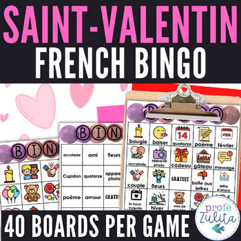 Preview of French Valentine's Day Jour de Saint-Valentin Activity BINGO Games