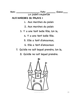 French Valentine's Day | SONG LYRICS & COLORING PAGE | Marches palais ...