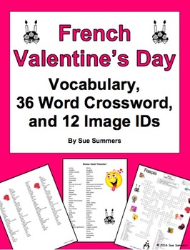 Preview of French Valentine's Day Vocabulary, Crossword Puzzle, and Picture IDs