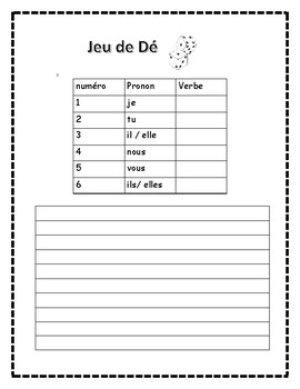 french verb conjugation present tense dice game regular er