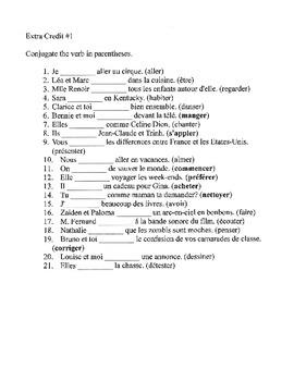 Preview of French Verb Conjugation Worksheets